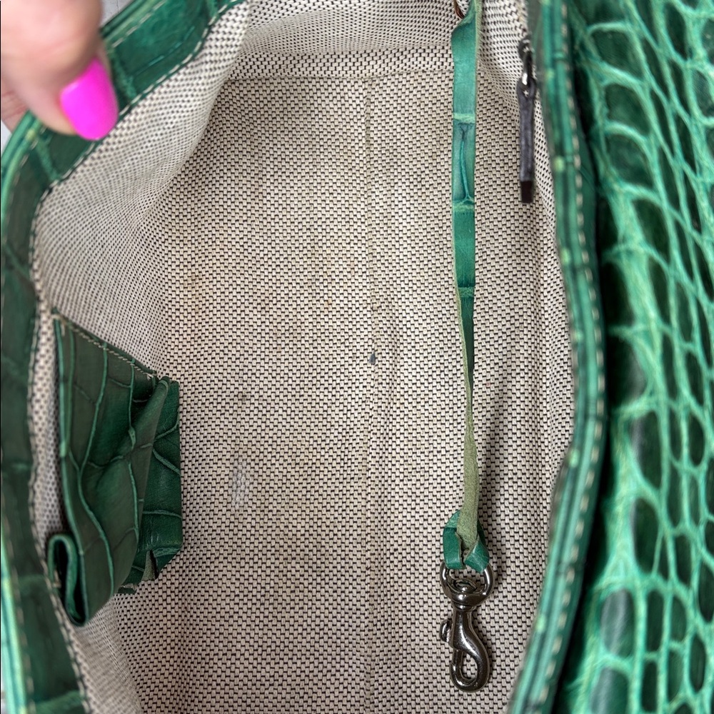 Dooney & Bourke Green Crocodile-Embossed Shoulder Bag - Picture 5 of 9